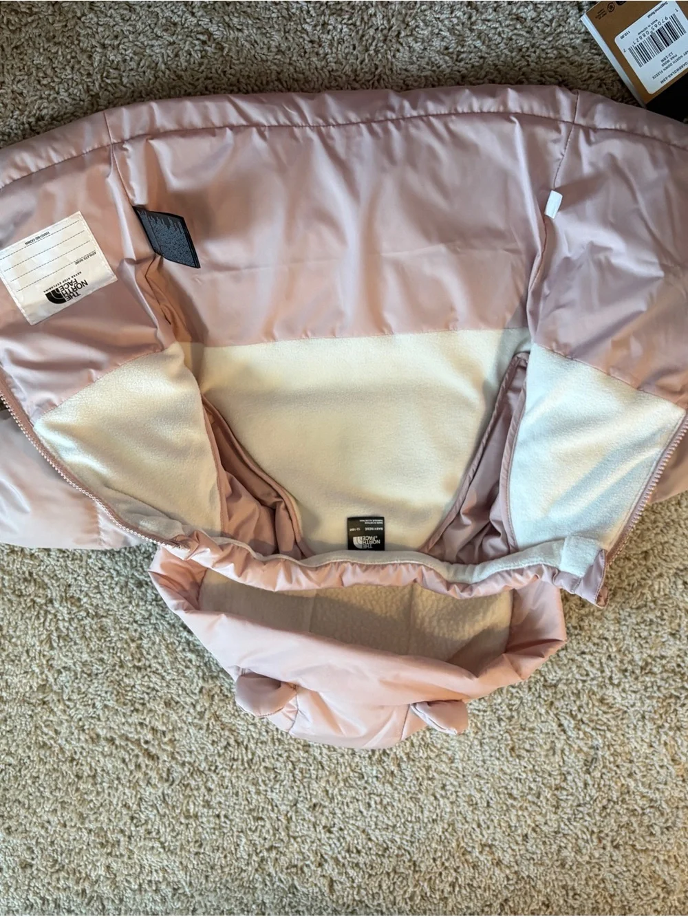The North Face Light Pink Hooded Puffer Jacket